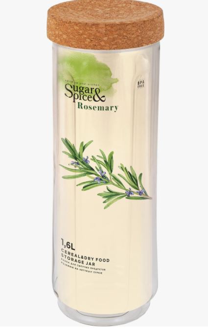 Банка для сыпучих продуктов Sugar&Spice Rosemary 1,6л с пробковой крышкой